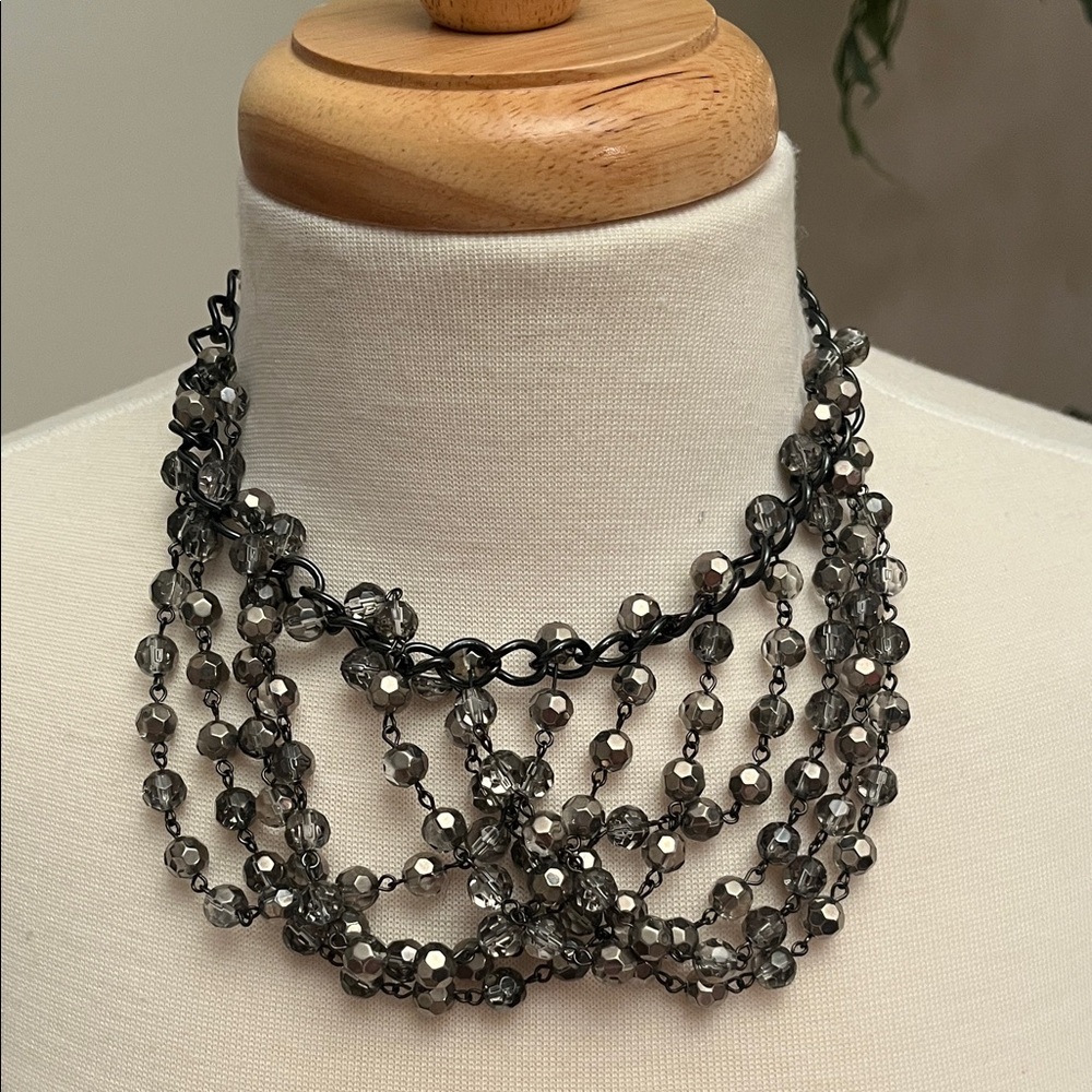 Elegant Black and Silver Beaded Necklace